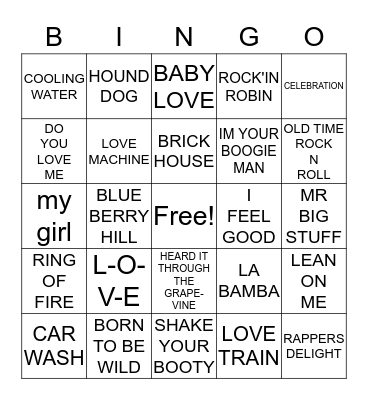 VINTAGE SONGS Bingo Card