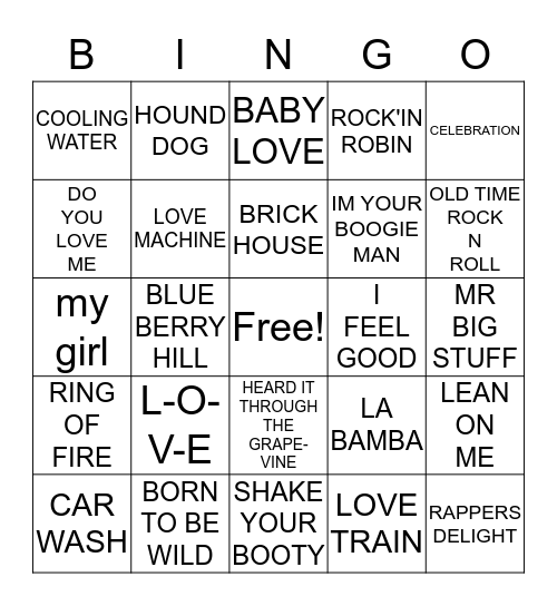 VINTAGE SONGS Bingo Card