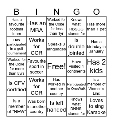 Women's Linc Networking Bingo Card