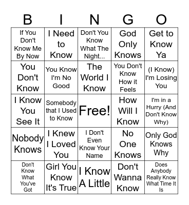 Mental Floss Music Bingo: Knowledge is Key Bingo Card