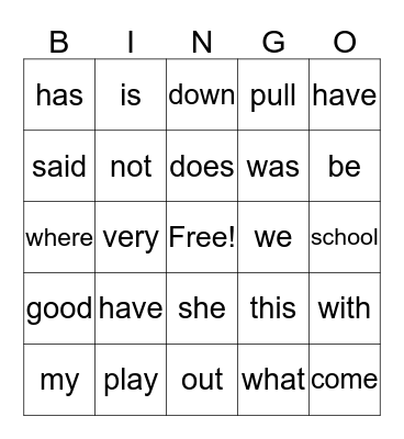 Grade 1 - September Bingo Card