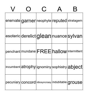 We Love.... Bingo Card