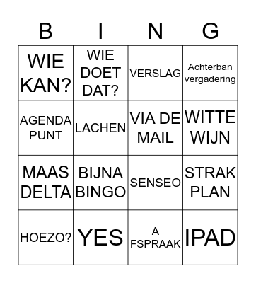 BESTUURSVERGADERING Bingo Card