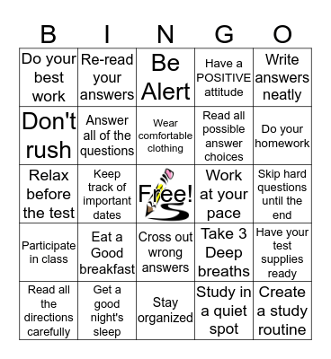 STUDY SKILLS Bingo Card