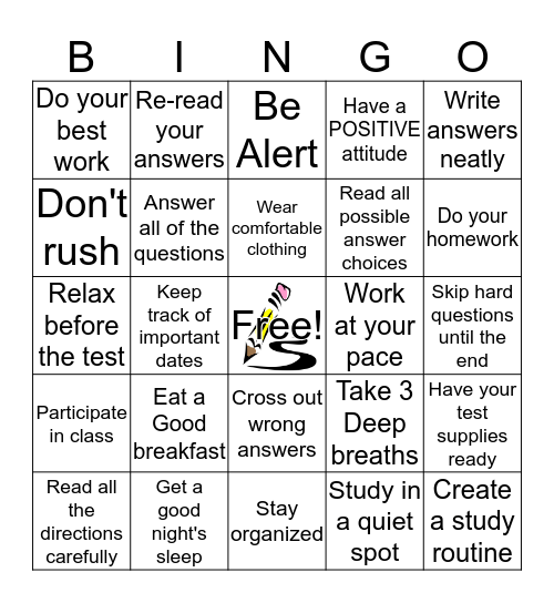 STUDY SKILLS Bingo Card