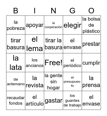 E-3, U2,L1-Todos Para Uno y Uno Para Todos- Bingo Card