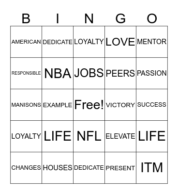 EXODUS BINGO Card