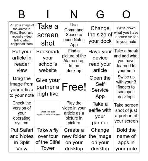 MacOS Bingo Card