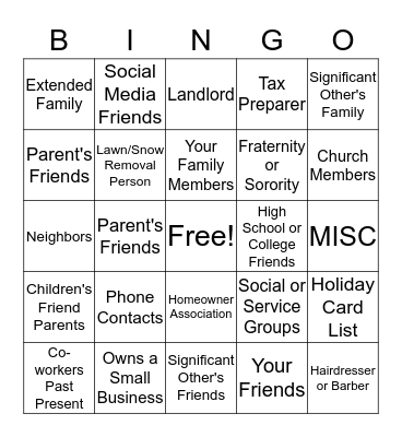 Database Bingo Card