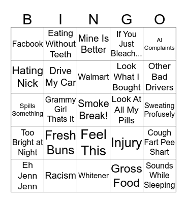 MOM Bingo Card