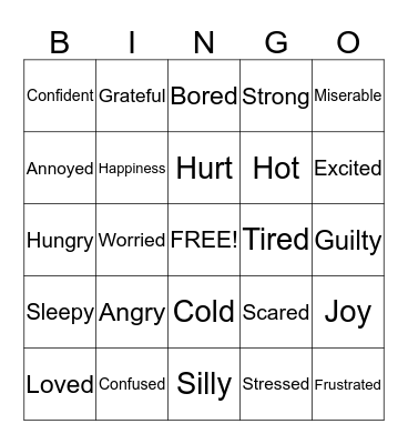 Feelings Bingo Card