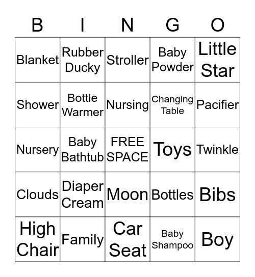 BABY SHOWER BINGO Card