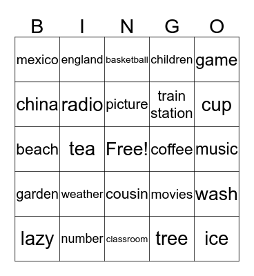 BINGO Card