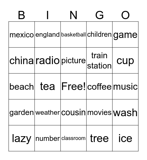 BINGO Card