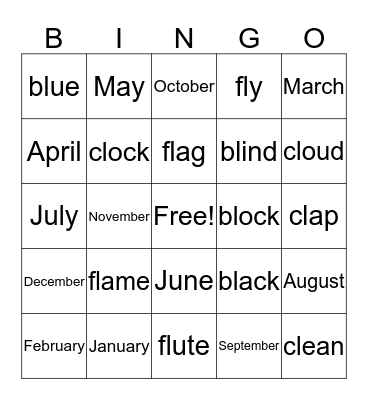 Vocabulary Bingo Card