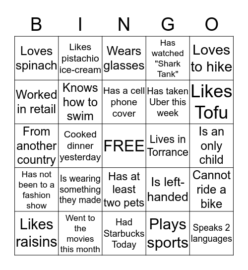 Tailor Made Fashion Club-Bingo Card