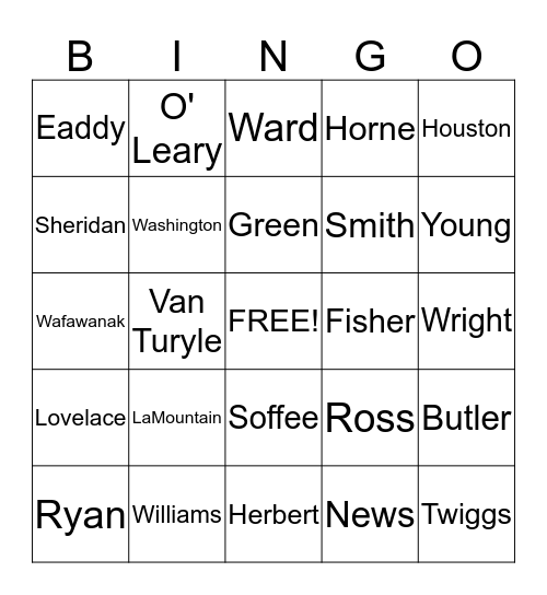 Our CCA Neighbors Bingo Card