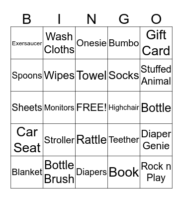 BABY Bingo Card