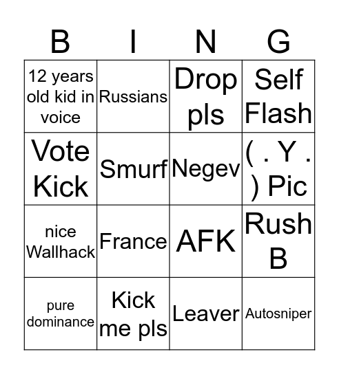 CS:GO Bullshitbingo Card