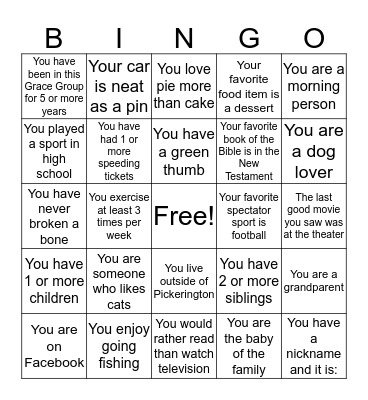 People Bingo Card