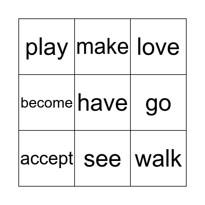 Regular and irregular verbs Bingo Card