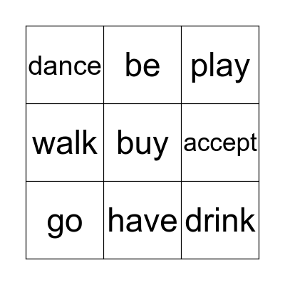 Regular and irregular verbs Bingo Card