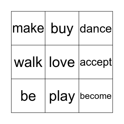 Regular and irregular verbs Bingo Card