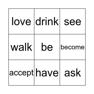 Regular and irregular verbs Bingo Card