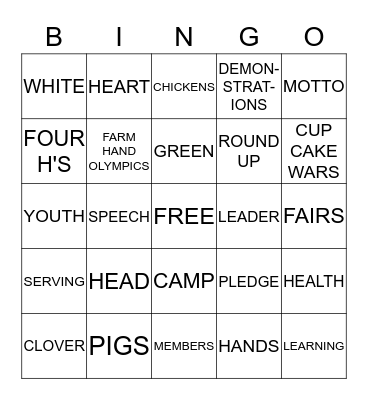 4-H BINGO Card