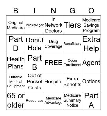 Medicare Health Benefits/Senior Market Advisors Bingo Card