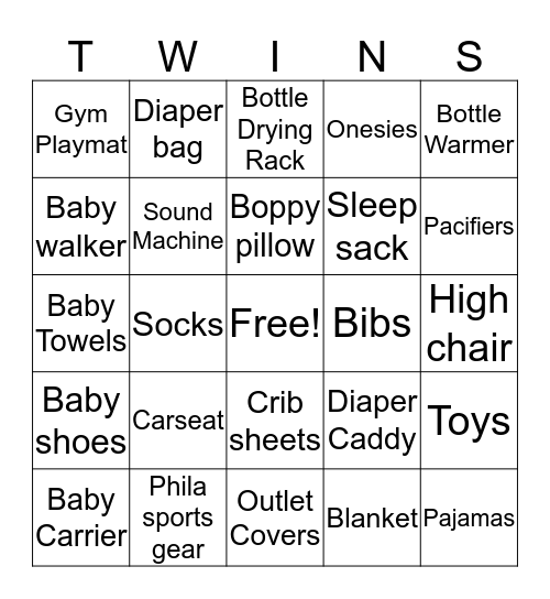 Baby Shower Bingo Card