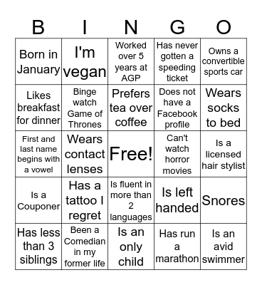 AGP GA 2018 Fall Fun Fest Bingo Card