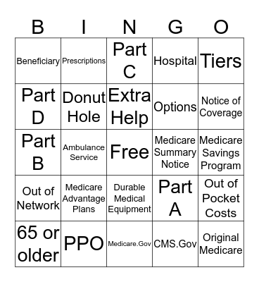 Medicare Health Benefits/Senior Market Advisors Bingo Card