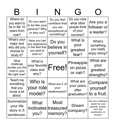 TT Professional Night Bingo Card