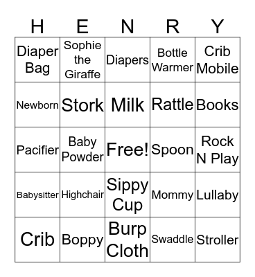 Henry Bingo Card