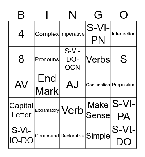 Chart A Review Bingo Card