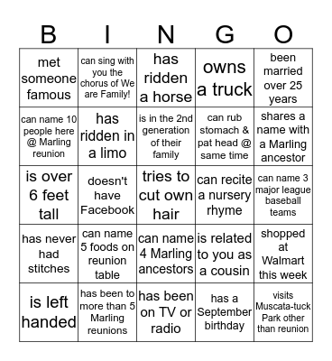 Marling Get-to Know You Bingo Card