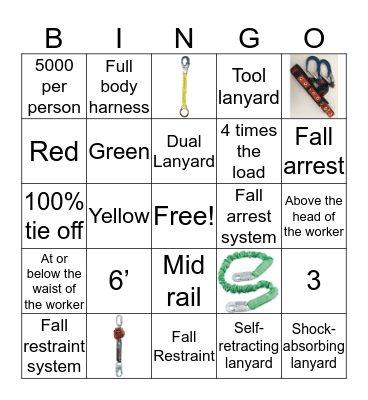 Work at Height Bingo Card