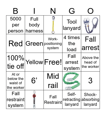 Work at Height Bingo Card