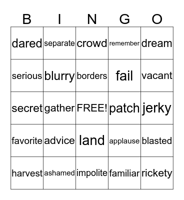The Harvest Birds/Kamishibai Man Bingo Card