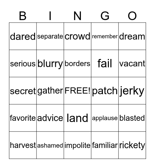 The Harvest Birds/Kamishibai Man Bingo Card