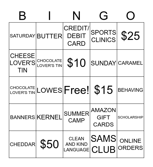 POPCORN Bingo Card