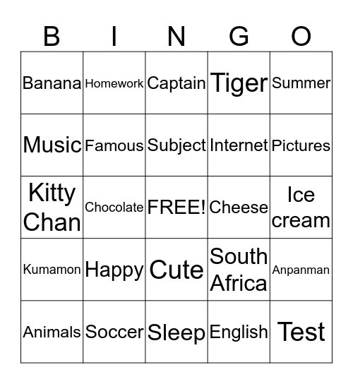 Happy Bingo!  Bingo Card