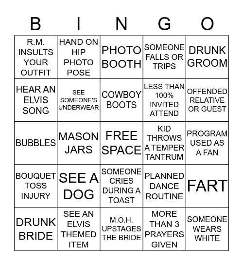 WEDDING BINGO Card