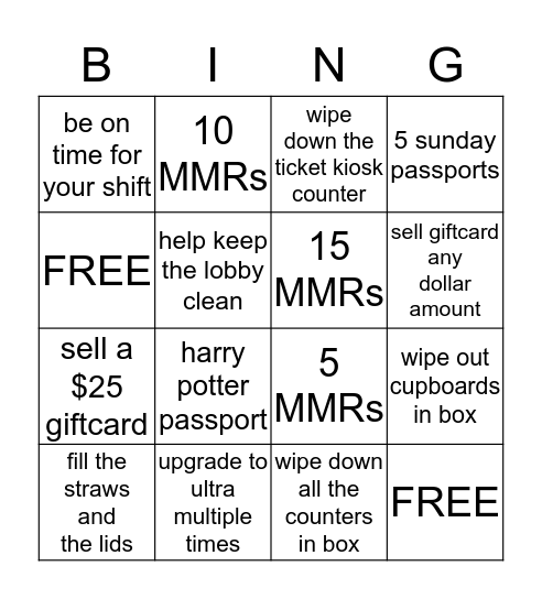 box office bingo Card