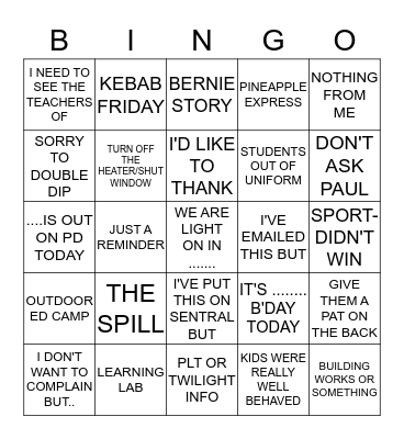 Briefing Bingo 2 Bingo Card