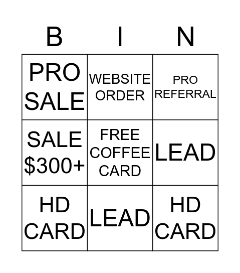 HOME DEPOT BINGO Card