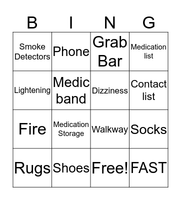 Safety  Bingo Card