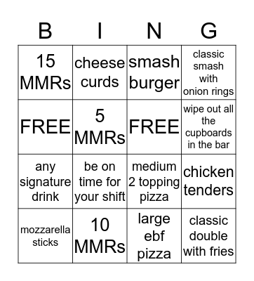 bar bingo  Bingo Card