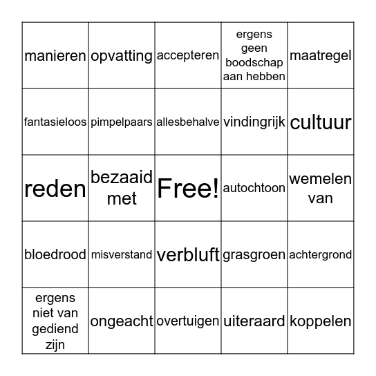 Thema 1 Bingo Card